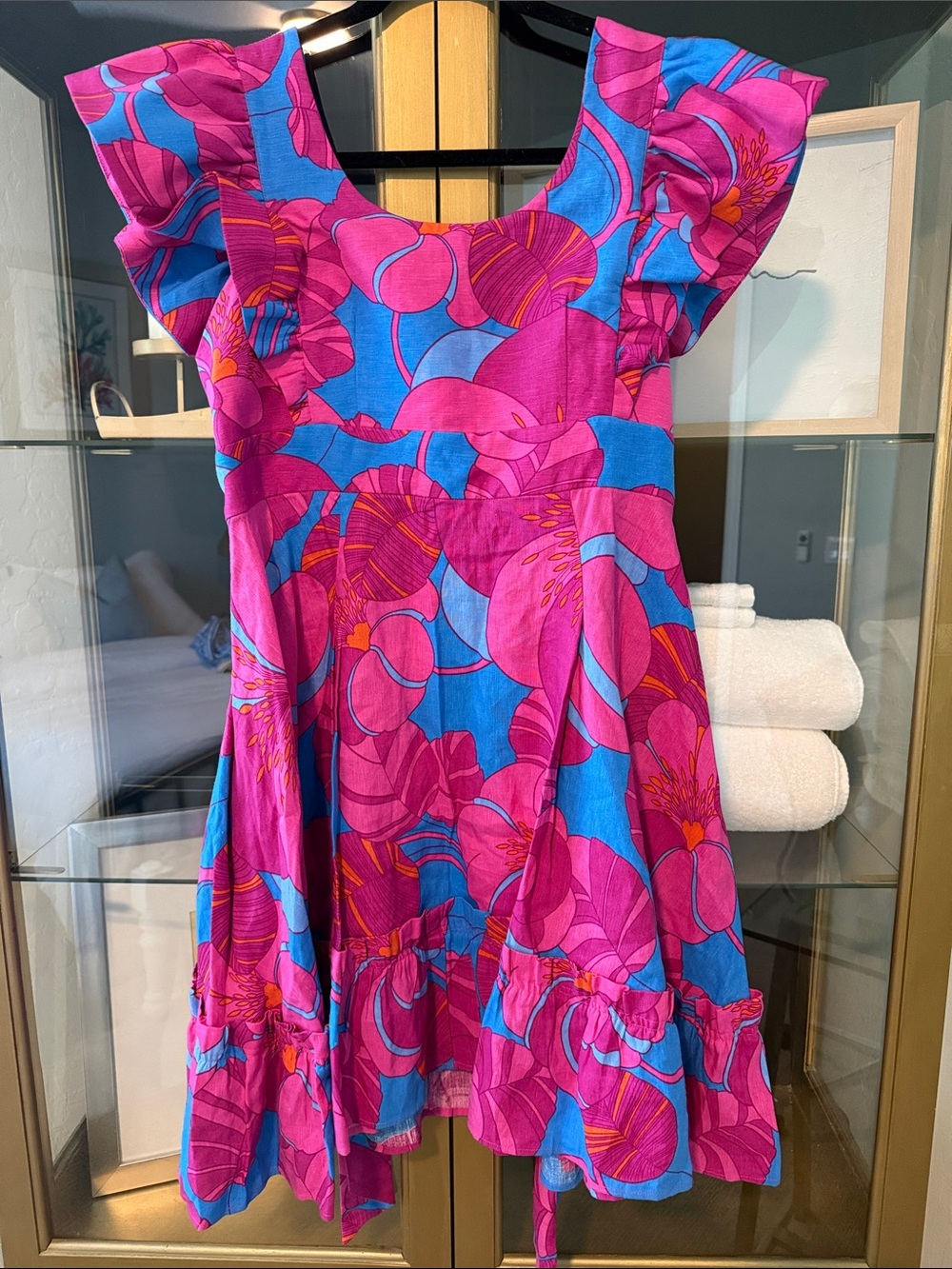 Tuckernuck Pink & Blue Floral Ruffle Dress